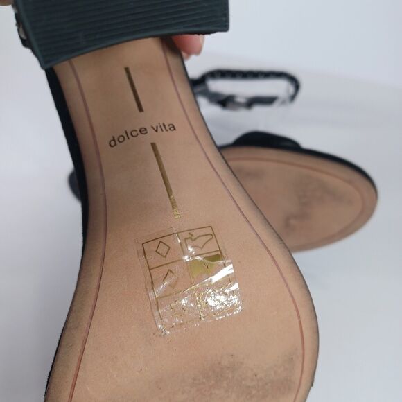 Dolce Vita Size 8 HENDRIX Black Suede Ankle Strap 4" Block Heel Stud Sandals - Picture 9 of 11